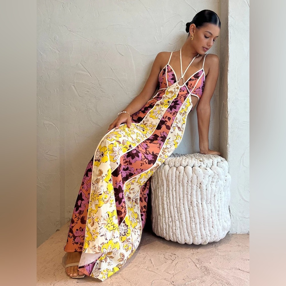 Anthropologie Significant Other Ana Maxi Dress Floral Mix US 8 Halter NWT